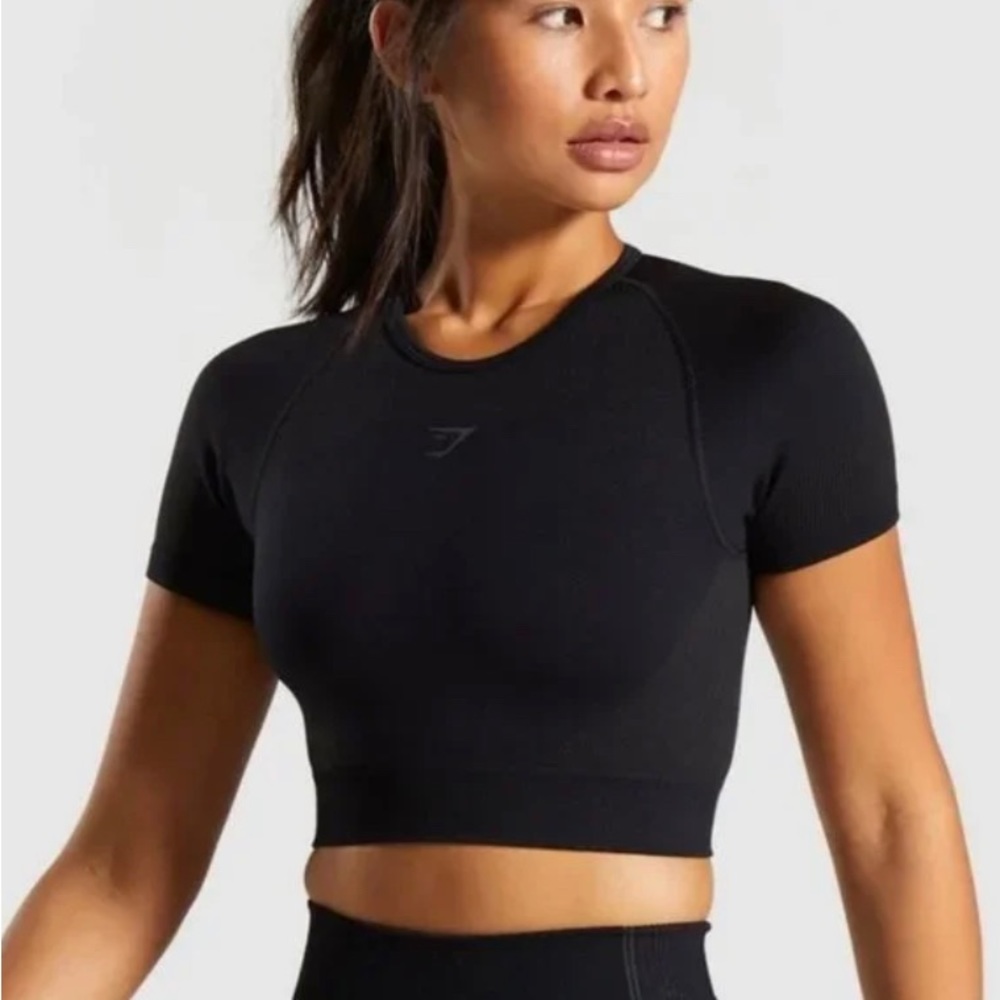 GYMSHARK Ultraseamless Black Crop-top Size Small